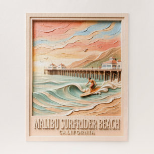 Puzzle Malibu Surfrider Beach Surfing 3D Texturizado Vint