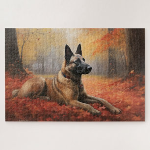 Puzzle Malinois Belga en Otoño Hojas Caídas Inspiran