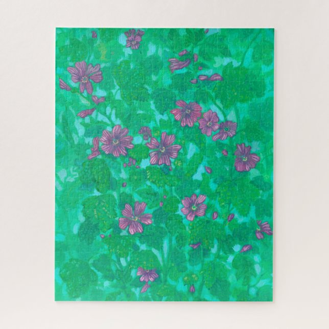 Puzzle Mallow Bloom, Malva Flores Verano Pintura Floral (Vertical)