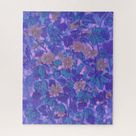 Puzzle Mallow Bloom, Malva Flowers Floral Painting Purple