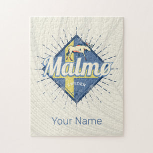 Puzzle Malmo Suecia Bandera Retro Vintage Moose Souvenir