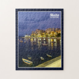 Puzzle Malta St. Paul's Bay By Night Mediterranean Island