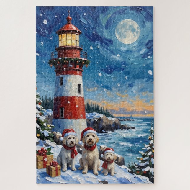 Puzzle Maltese Christmas Lighthouse Holiday (Vertical)