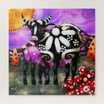 Mamá abstracta caprichosa y vaca bebé Granja diver