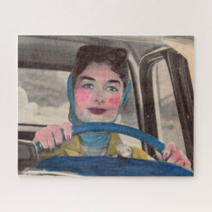 Puzzle Mamá al volante de los años 50