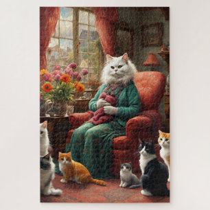 Puzzle Mama Cat & Kittens Realista Y Whimsical