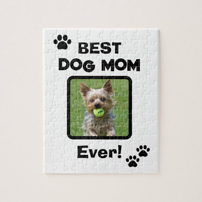 Puzzle Mamá de Perro y Gato más Linda Personalizable (Vertical)