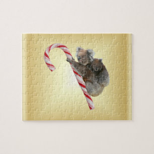 Puzzle Mamá del oso Koala y Joey Climbing Candy Cane