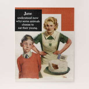 Puzzle Mamá enojada y pastel arruinado - Funny vintage