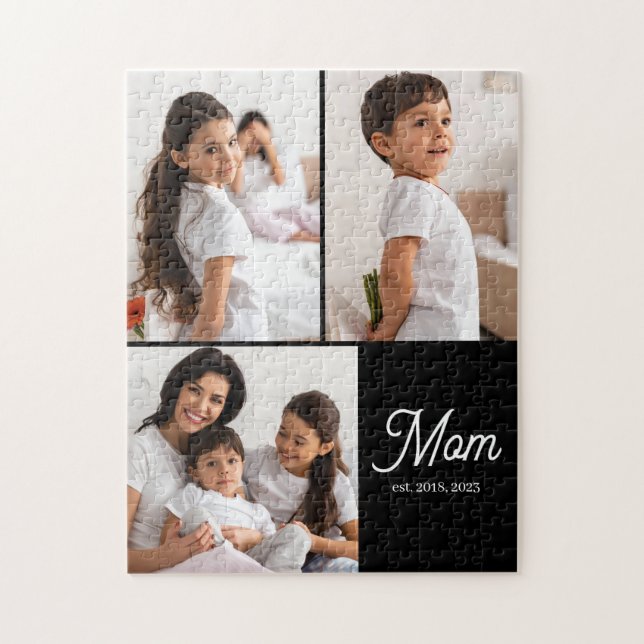 Puzzle Mamá Estableció Guión Negro 3 Foto (Vertical)