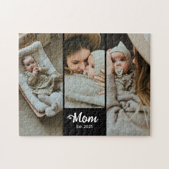 Puzzle Mamá Estableció Moderno Script Negrita Negro 3 Fot (Horizontal)