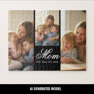 Puzzle Mamá Estableció Tres Momentos Fotográficos Familia