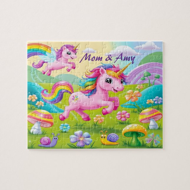 Puzzle Mamá Mágica y Praderas de Flores de Champiñones de (Horizontal)