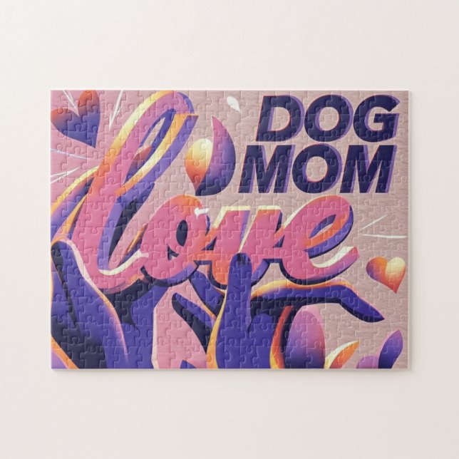 Puzzle Mamá Perro Amor Pink Purple (Horizontal)