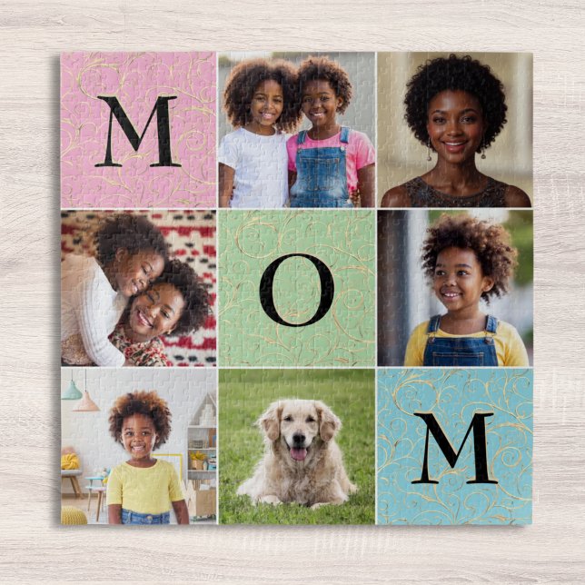 Puzzle Mamá Personalizado Collage de fotos 6 imágenes cua (A jigsaw puzzle for Mom on Mother's Day, to customize with 6 of your own photos)