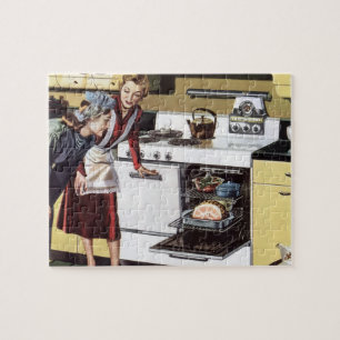 Puzzle Mamá vieja en la cocina cocinando un jamón de Pasc