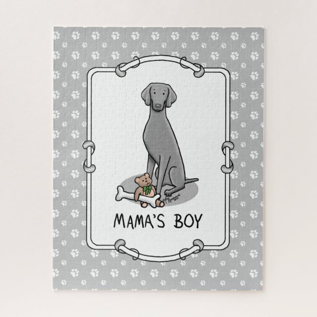 Puzzle Mama's Boy Weimaraner (gris 1) juguetes mamá perro (Vertical)