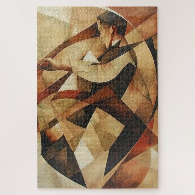 Puzzle Man Enveloped in Abstraction Canvas (Vertical)
