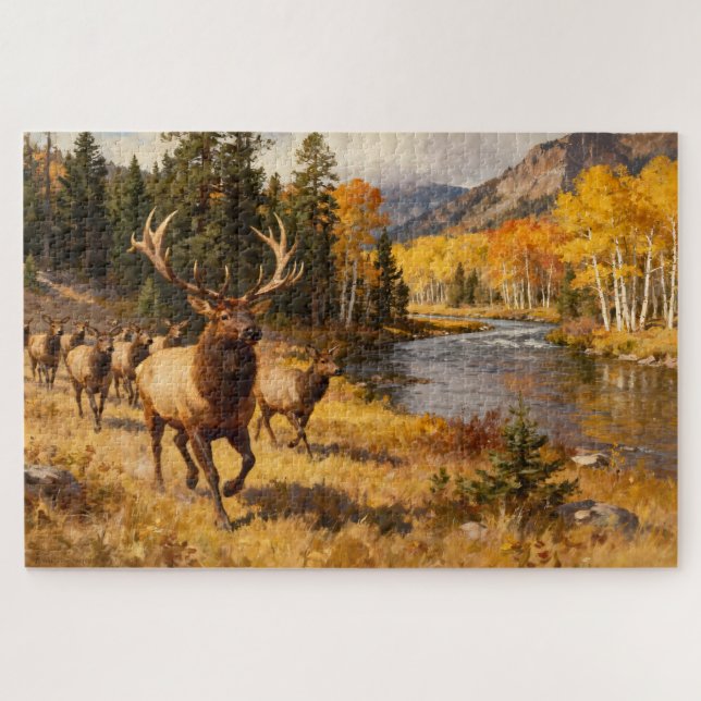 Puzzle Manada de alces en otoño (Horizontal)
