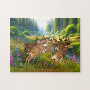 Puzzle Manada de ciervos corriendo