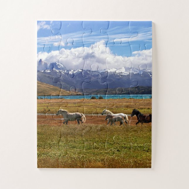 Puzzle Manada de Gallopaje de Caballos en Campo (Vertical)