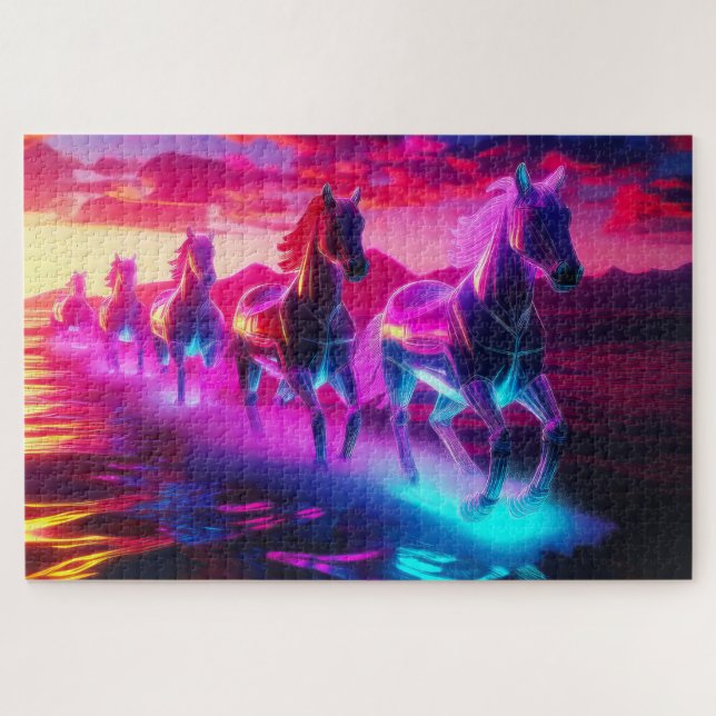 Puzzle Manada eléctrica - Caballos de ondas sintéticas (Horizontal)