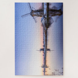 Puzzle Mañana del invierno con los molinoes de viento en