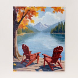 Puzzle Mañana junto al lago | Paisaje montañoso tranquilo