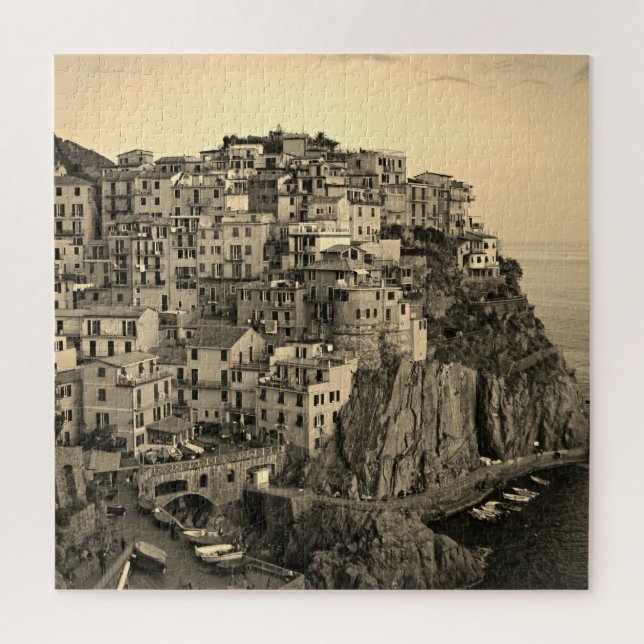 Puzzle Manarola en Sepia Tones - Italia - 20x20 - 676 pcs (Vertical)