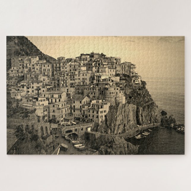 Puzzle Manarola en Sepia Tones - Italia - 20x30 - 1014 pc (Horizontal)