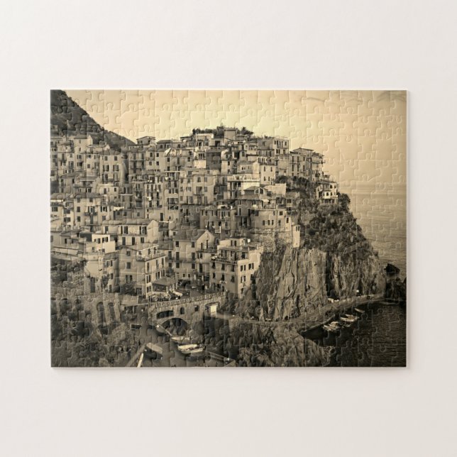 Puzzle Manarola en tonos sepia - 11x14 - 252 pcs. (Horizontal)