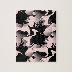 Puzzle Manchas abstractas rosadas y negras marmoleadas