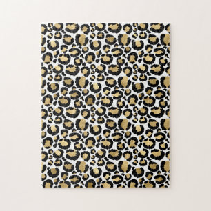 Puzzle Manchas de Leopardo Monocromáticas Elegantes y Gla