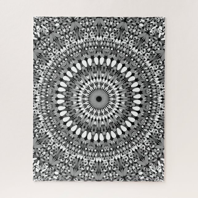 Puzzle Mandala adornada gris de la grava (Vertical)