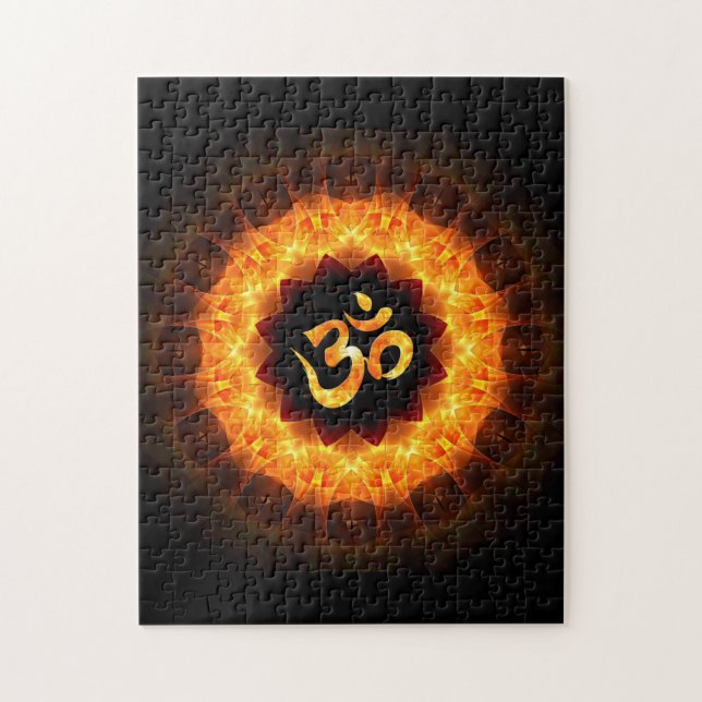 Puzzle Mandala áureas with OM (Vertical)