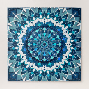 Puzzle Mandala azul turquesa