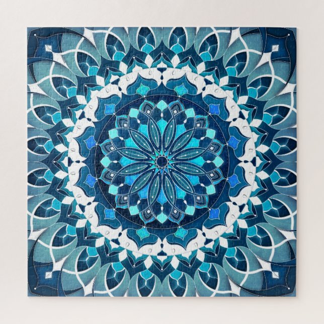 Puzzle Mandala azul turquesa (Vertical)