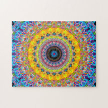 Mandala azul y amarilla brillante