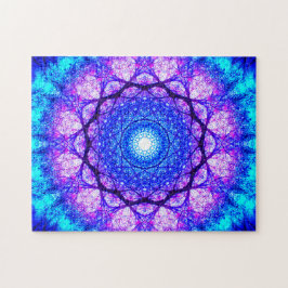 Puzzle Mandala azul y púrpura brillante