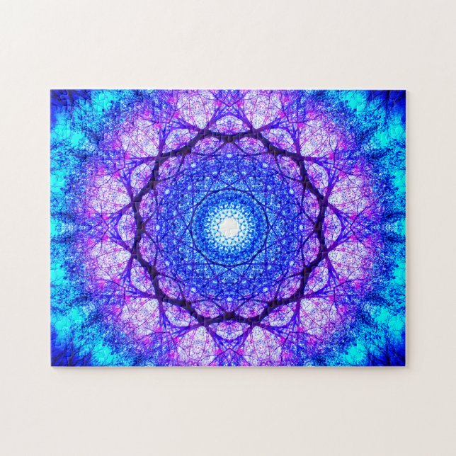 Puzzle Mandala azul y púrpura brillante (Horizontal)