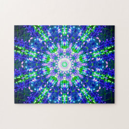 Puzzle Mandala azul y verde caleidoscópica