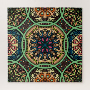 Puzzle Mandala colorida: Mano floral vintage dibujada