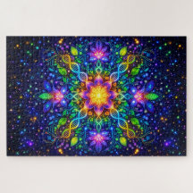 Mandala de ADN cósmico y flora neón: Maximalista"