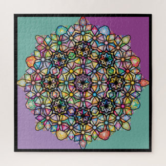 Puzzle Mandala de color grande de 4 plazas: Aubergreen