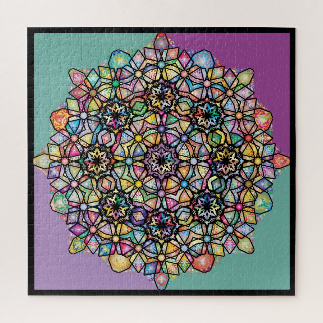 Puzzle Mandala de color grande de 4 plazas: Aubergreen (Vertical)