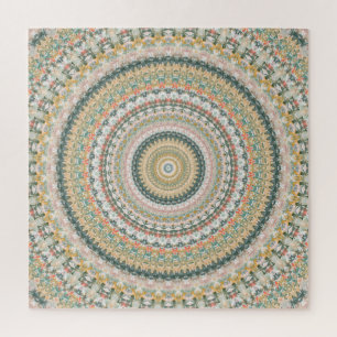 Puzzle Mandalá de Otoño Boho Hippie Arte Abstracto Retro