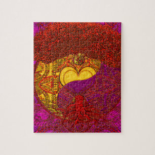 Puzzle Mandala del corazón en rojo