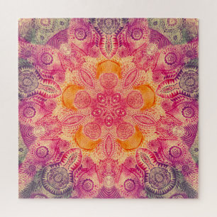 Puzzle Mandala: diseño de acuarela redonda