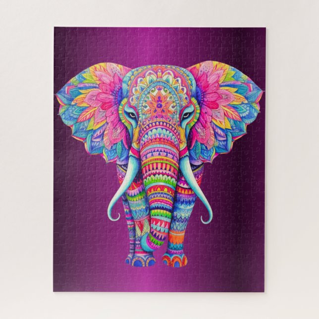 Puzzle Mandala Elephant | Regalo de animales de Boho Spir (Vertical)