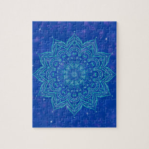 Puzzle Mandala en Sky Nebula y Stars Galaxy Azul